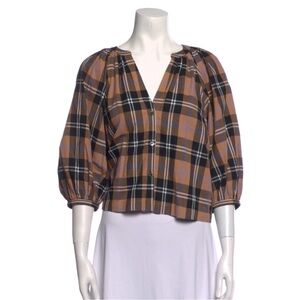 Staud Plaid Button-Up Women's Top